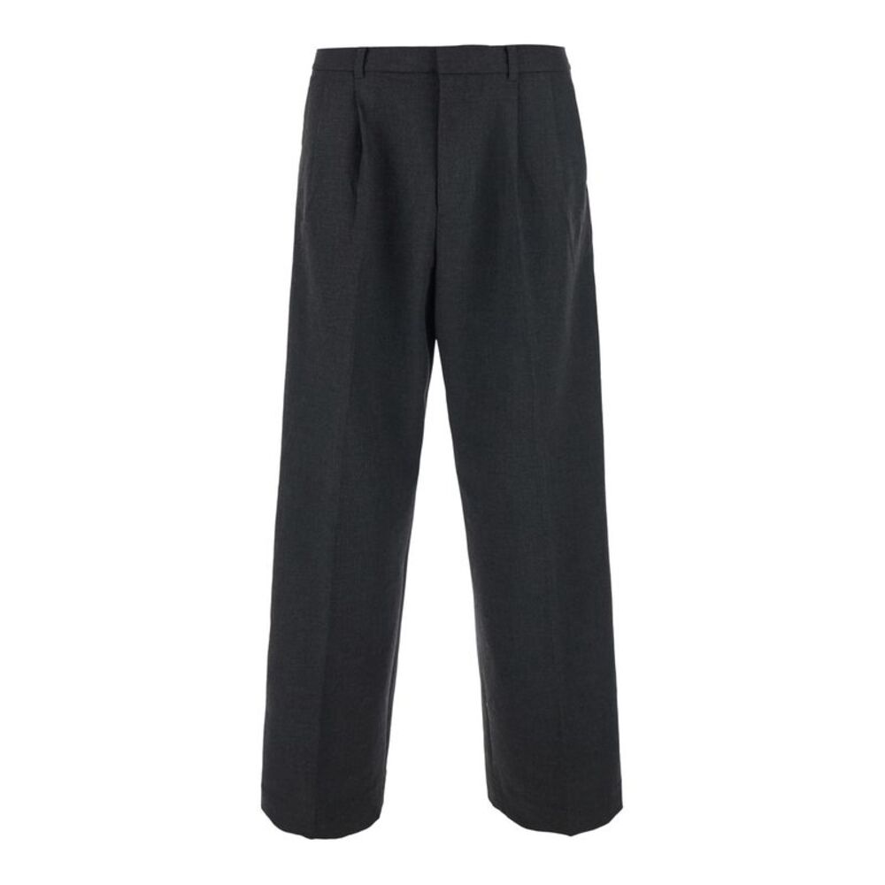 Dunst Men Grey Wide Pants With Double Pleats In Tech Fabric For Men